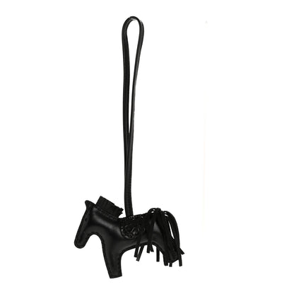 Hermes Milo Lambskin Matte Alligator Touch Grigri Rodeo Horse Bag Charm PM So Black 1 of 4