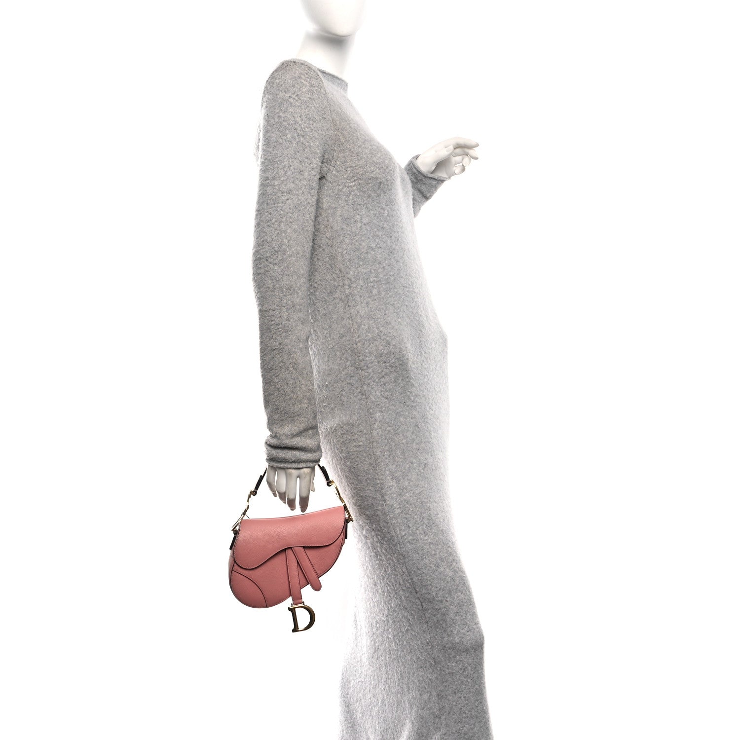 Christian Dior Grained Calfskin Mini Saddle Bag Pink 2 of 10