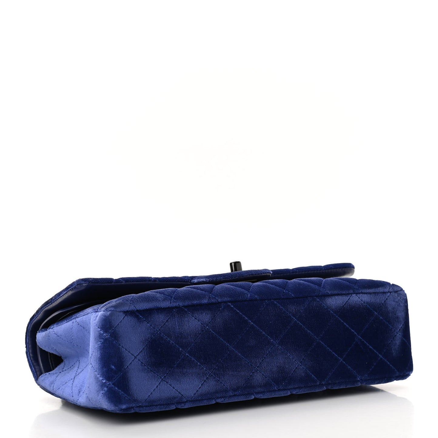 Velvet Quilted Medium Double Flap Navy Blue