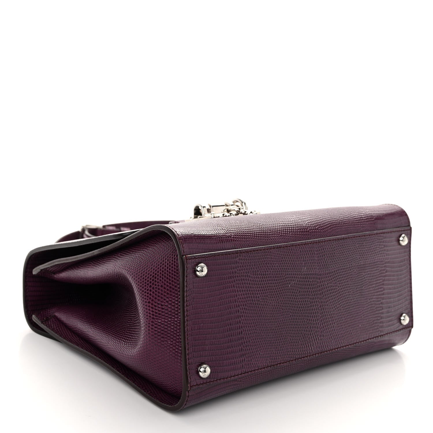 Dolce & Gabbana Lizard Calfskin Embossed Medium Monica Top Handle Bag Purple 5 of 11