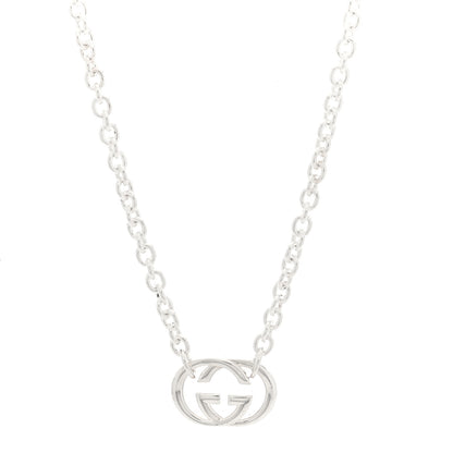 Gucci Sterling Silver Britt Interlocking GG Pendant Necklace 1 of 5
