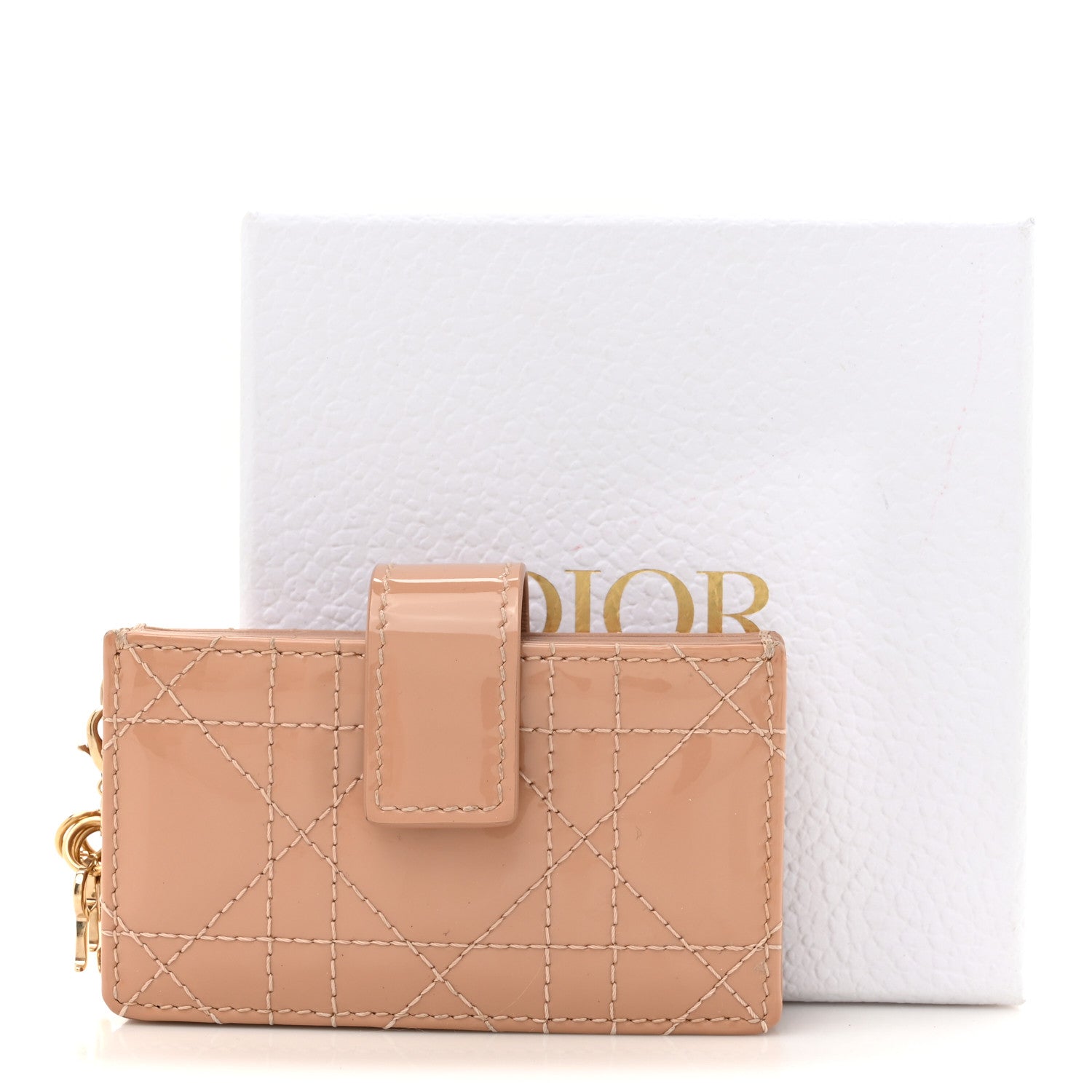 Christian Dior Patent Cannage Lady Dior 5-Gusset Card Holder Rose De Vents 11 of 11