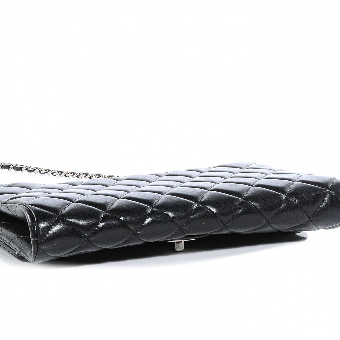 Lambskin Quilted Clutch Flap Black