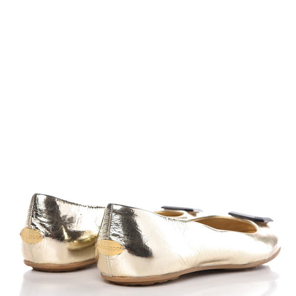 Jimmy Choo Metallic Calfskin Flats 39 Gold 4 of 9