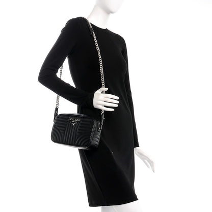 Prada Soft Calfskin Diagramme Crossbody Bag Black 2 of 7