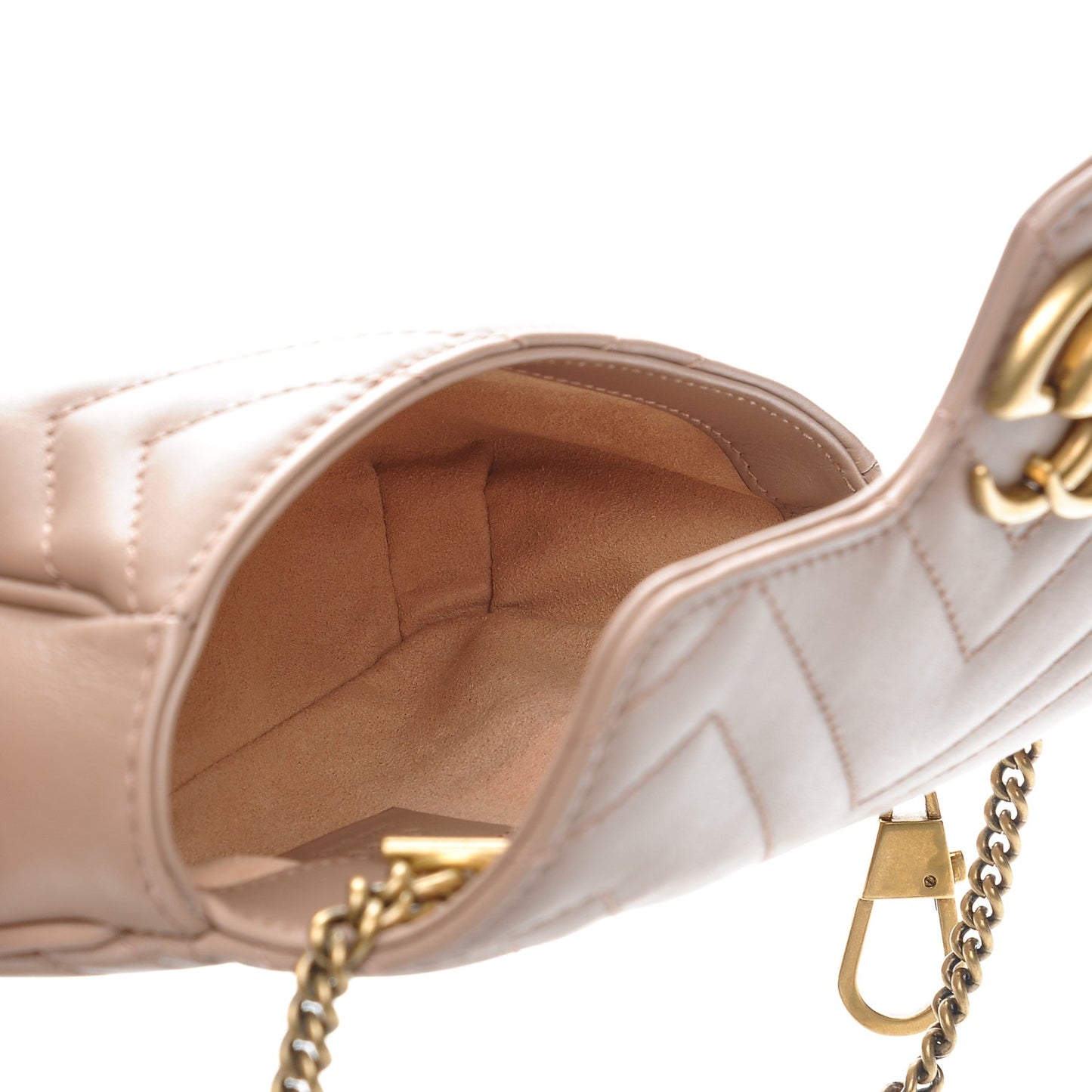 Calfskin Matelasse Super Mini GG Marmont Shoulder Bag Porcelain Rose