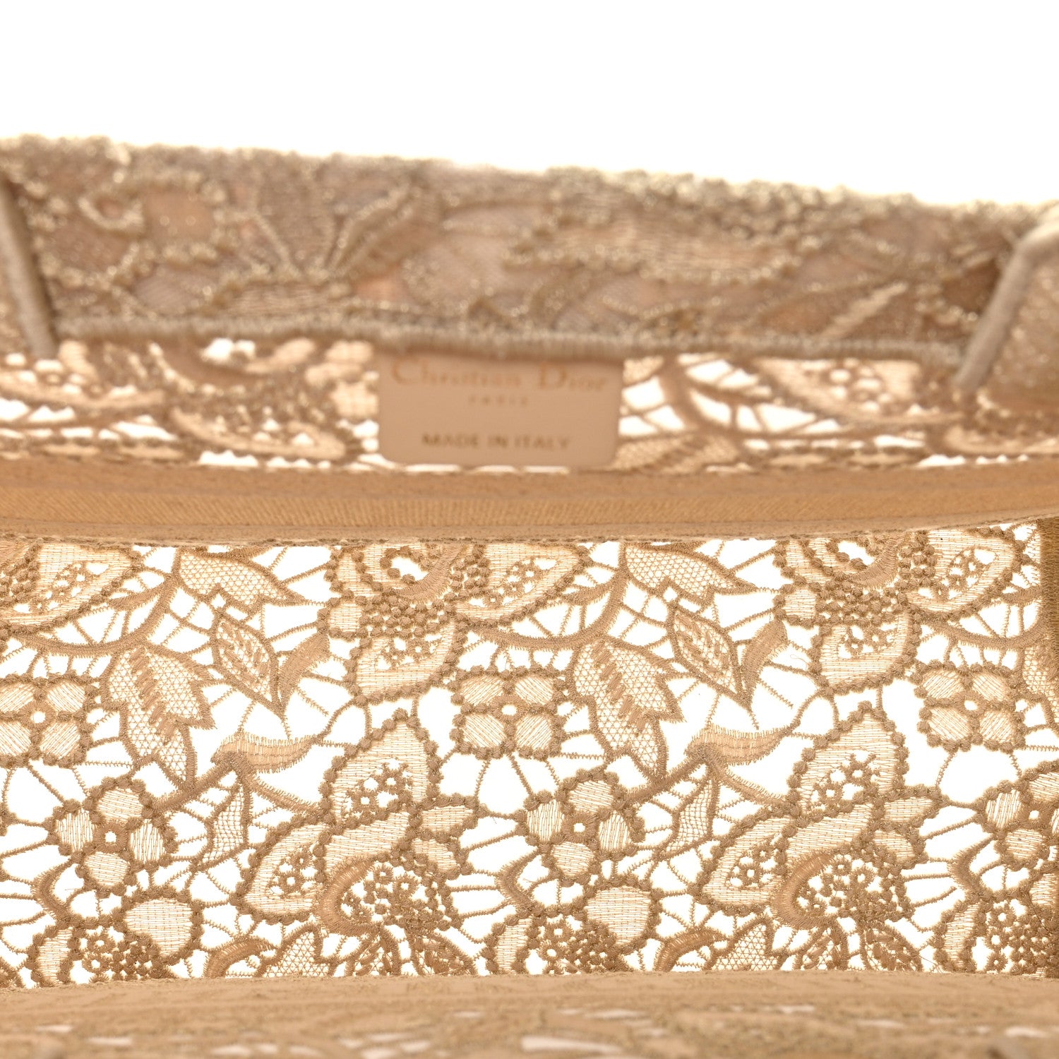 Christian Dior Transparent Metallic Embroidered Mesh Macrame Medium Book Tote Gold 5 of 11