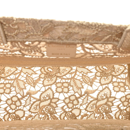 Christian Dior Transparent Metallic Embroidered Mesh Macrame Medium Book Tote Gold 5 of 11