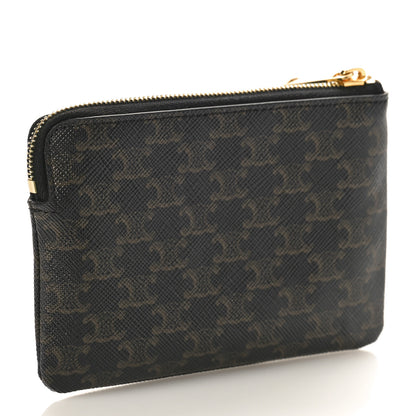 Celine Triomphe Canvas Logo Coin and Card Pouch With Hook Black 3 of 8