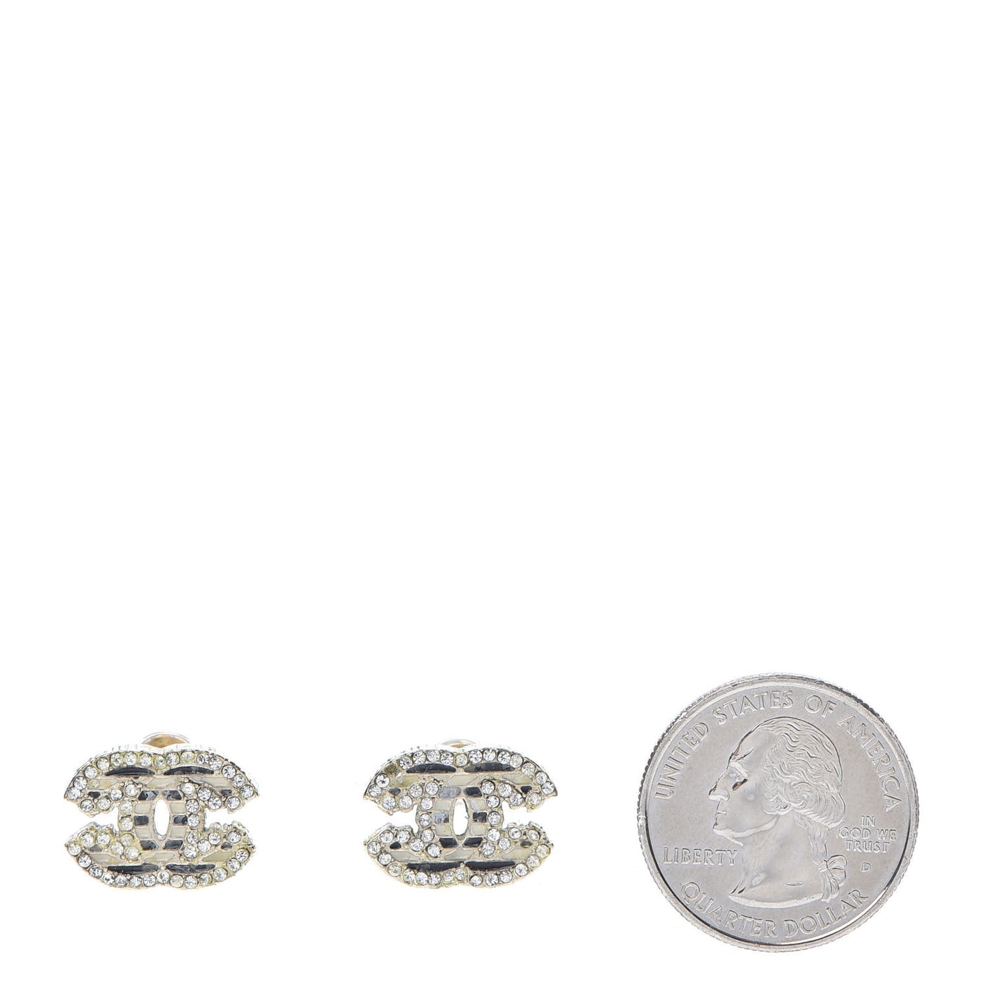 Crystal CC Enamel Striped Stud Earrings Gold