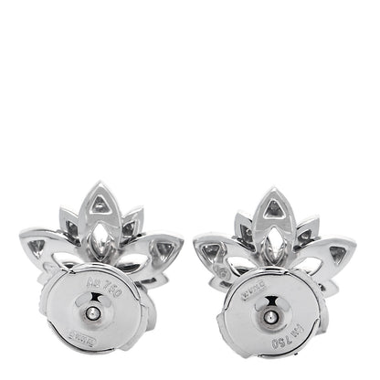 Van Cleef & Arpels 18K White Gold Diamond Mini Lotus Openwork Earrings 3 of 5