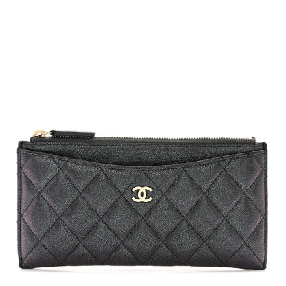Chanel Iridescent Caviar Quilted Classic Zip Pouch Black 1 of 7