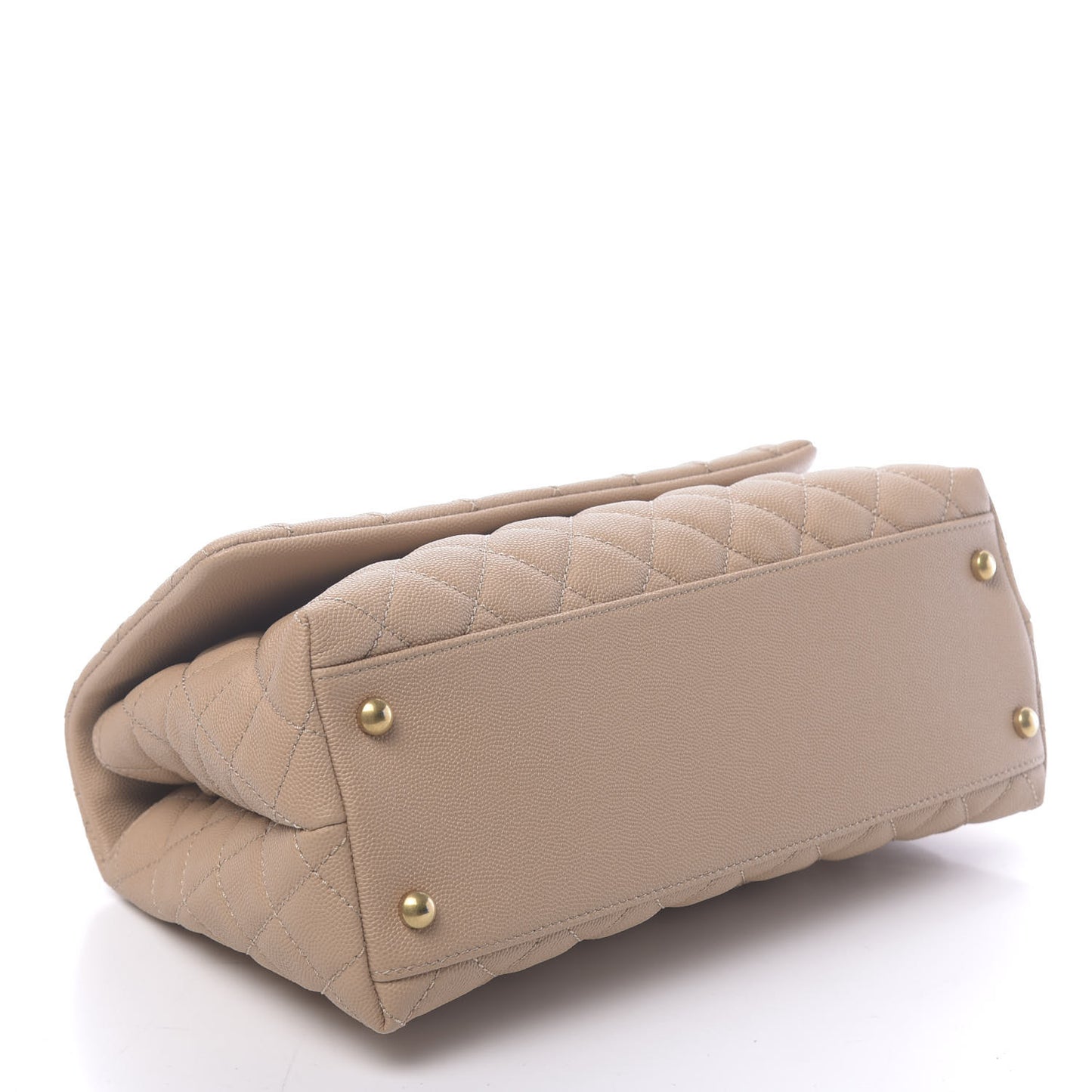 Caviar Lizard Embossed Quilted Small Coco Handle Flap Beige