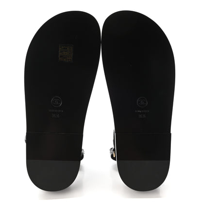 Chanel Grained Calfskin Velcro Dad Sandals 36.5 Black 5 of 8