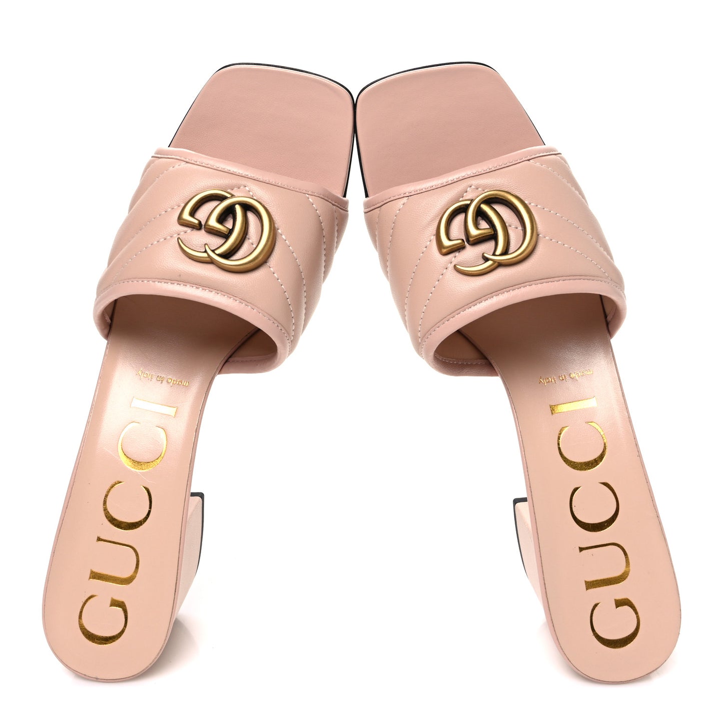 Nappa Matelasse GG Marmont 55mm Slide Sandals 40 Skin Rose