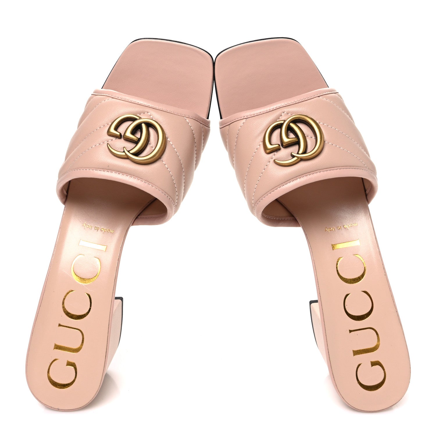 Gucci Nappa Matelasse GG Marmont 55mm Slide Sandals 40 Skin Rose 2 of 11