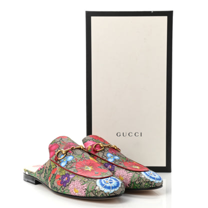 Gucci GG Supreme Monogram Flora Womens Princetown Slippers 39.5 Beige Ebony Multicolor Rosso 11 of 11