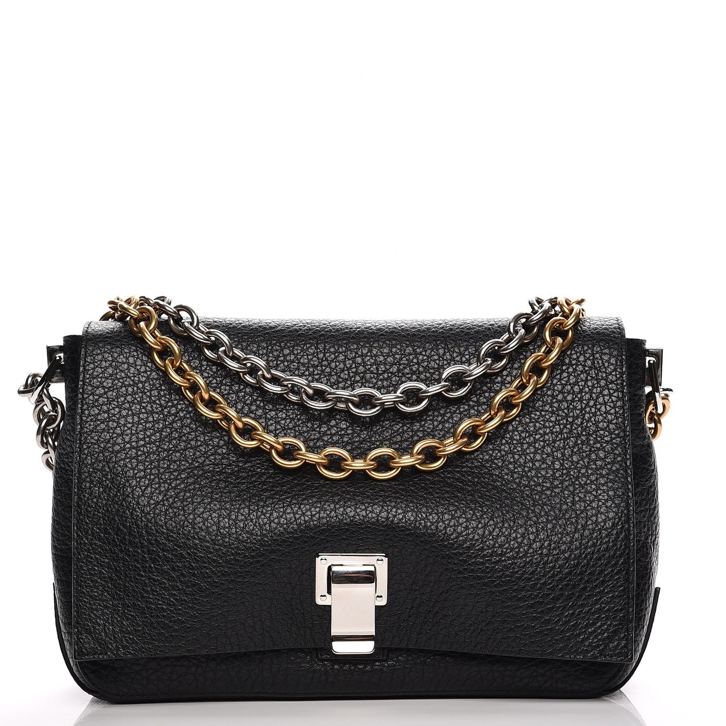 Pebbled Calfskin Small Courier Black