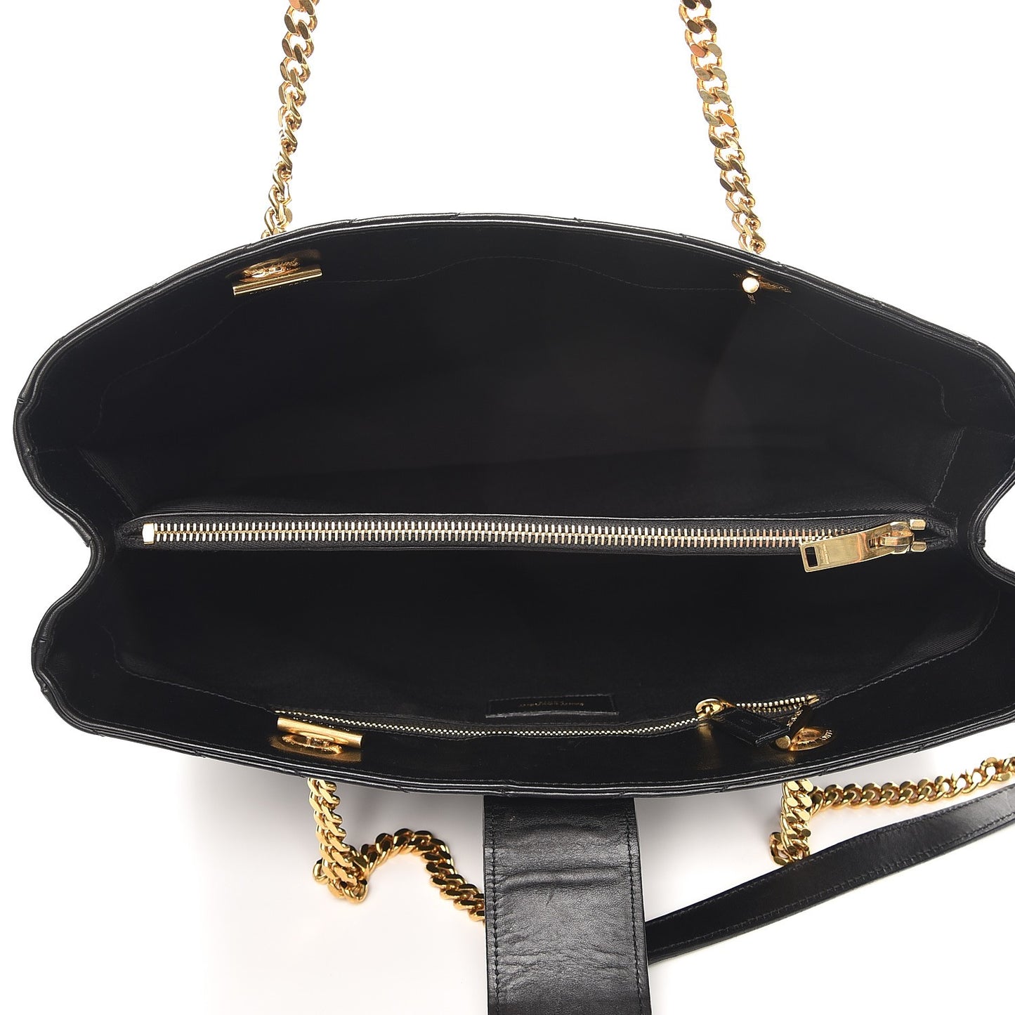 Lambskin Matelasse Chevron Monogram Shopping Bag Black