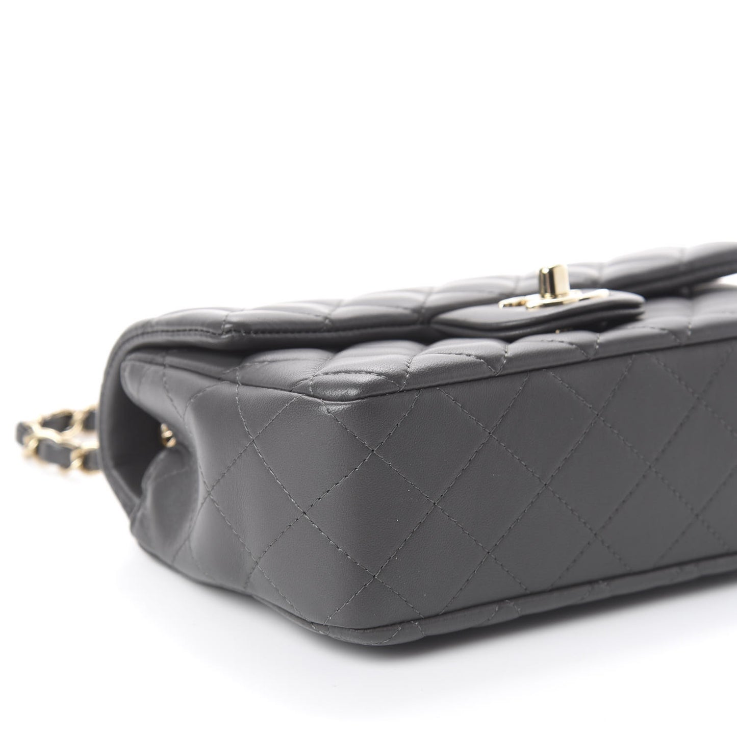 Lambskin Quilted Mini Rectangular Flap Grey