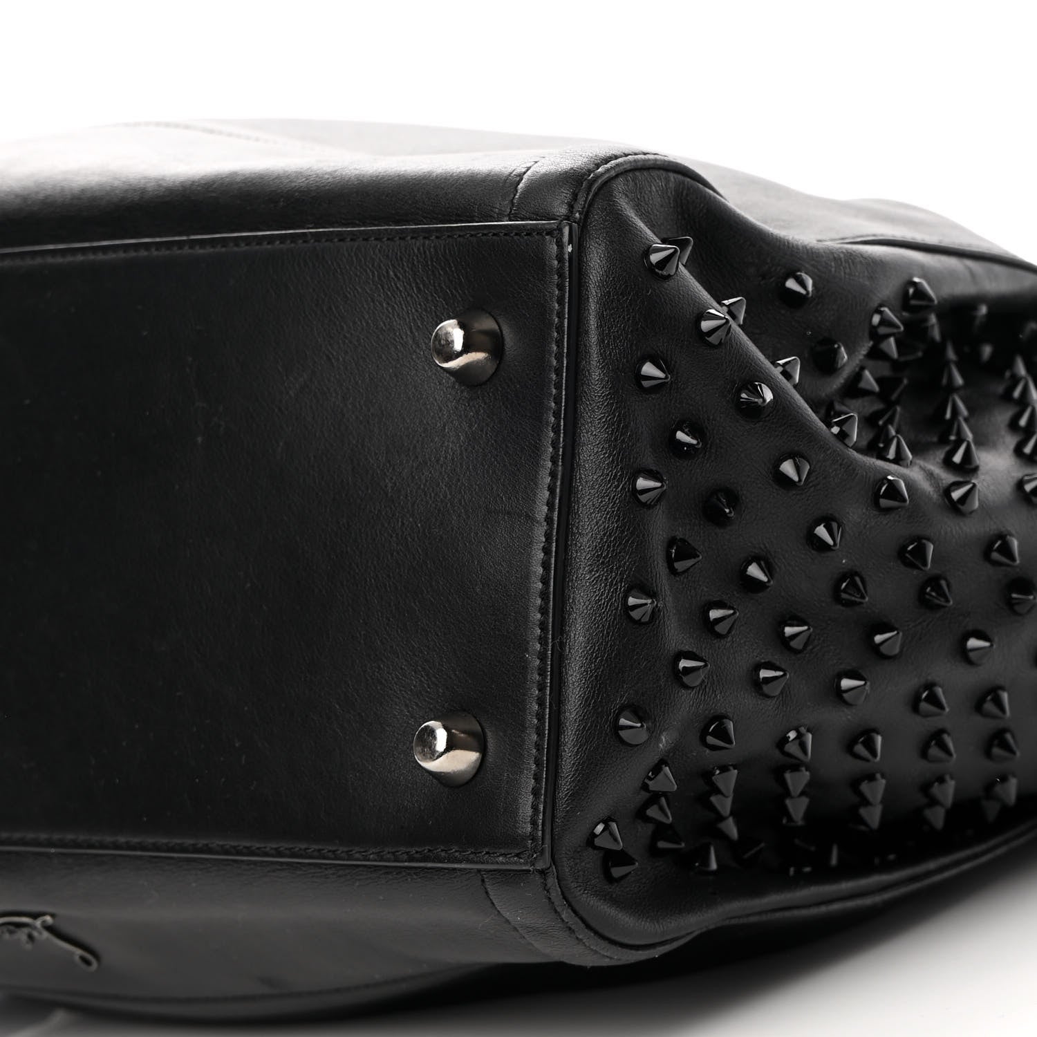 Christian Louboutin Calfskin Justine Spikes Hobo Black 9 of 14