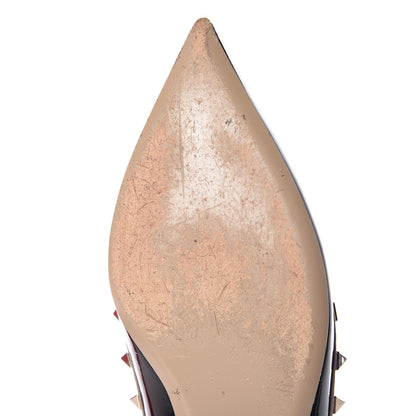 Valentino Garavani Patent Rockstud Cage Ballerina Flats 40.5 Black Poudre 9 of 15