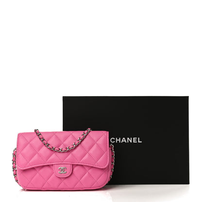 Chanel Lambskin Quilted Flap Phone Holder With Chain Neon Pink 13 of 13
