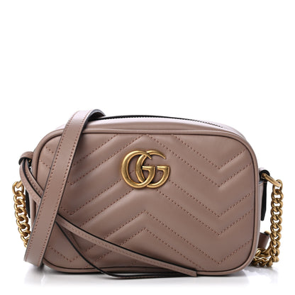 Gucci Calfskin Matelasse Mini GG Marmont Chain Shoulder Bag Porcelain Rose 1 of 4