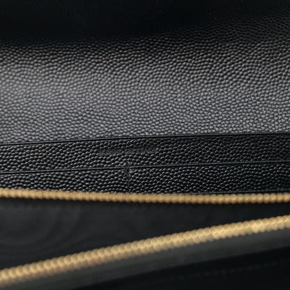 Saint Laurent Grain De Poudre Matelasse Chevron Monogram Flap Wallet Black 7 of 10