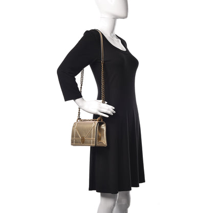 Christian Dior Metallic Calfskin Studded Small Diorama Flap Bag Gold 2 of 12