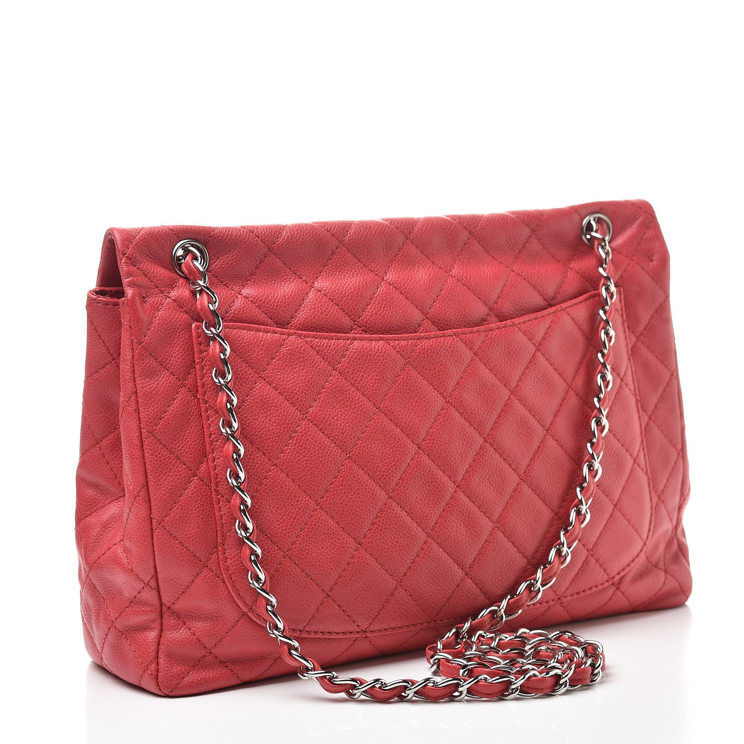 Chanel Washed Caviar Quilted Maxi Single Flap Fuchsia 3 of 13
