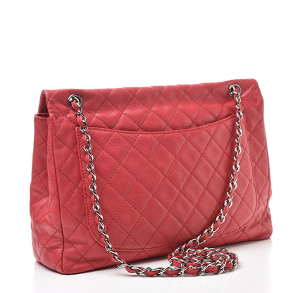 Chanel Washed Caviar Quilted Maxi Single Flap Fuchsia 3 of 13