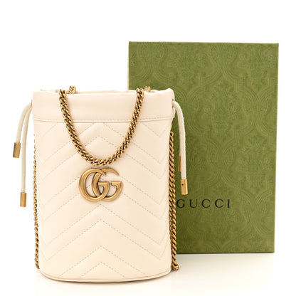Gucci Calfskin Matelasse Mini GG Marmont 2.0 Bucket Bag White 11 of 11