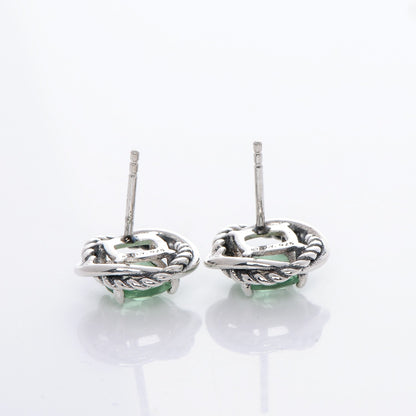 David Yurman Sterling Silver Prasiolite 7mm Infinity Earrings 3 of 5
