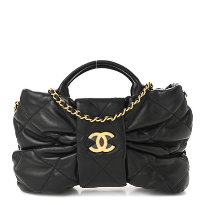 Chanel Lambskin Quilted Mini Bow Bag Black 1 of 10