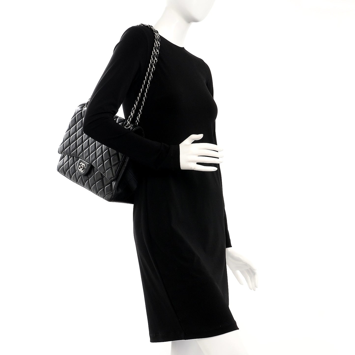 Lambskin Quilted Maxi Single Flap Black