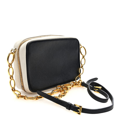 Prada Saffiano Mini Camera Crossbody Bag Black Talco 3 of 9