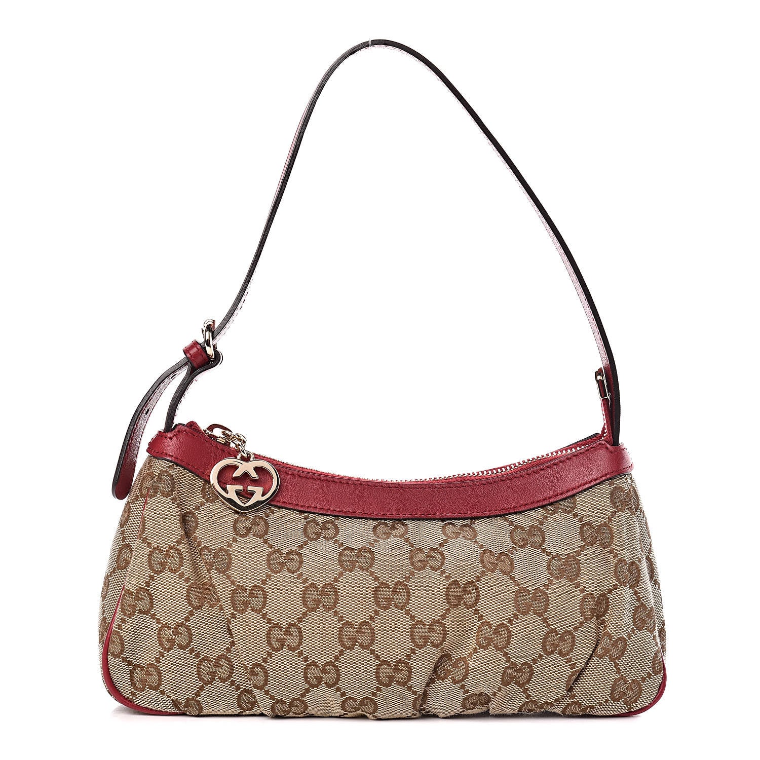 Gucci Monogram Heart GG Charm Pochette Red 1 of 10
