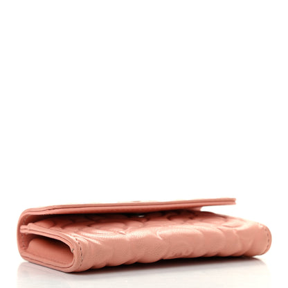 Chanel Goatskin Camellia Embossed Card Holder Wallet Pink 4 of 8