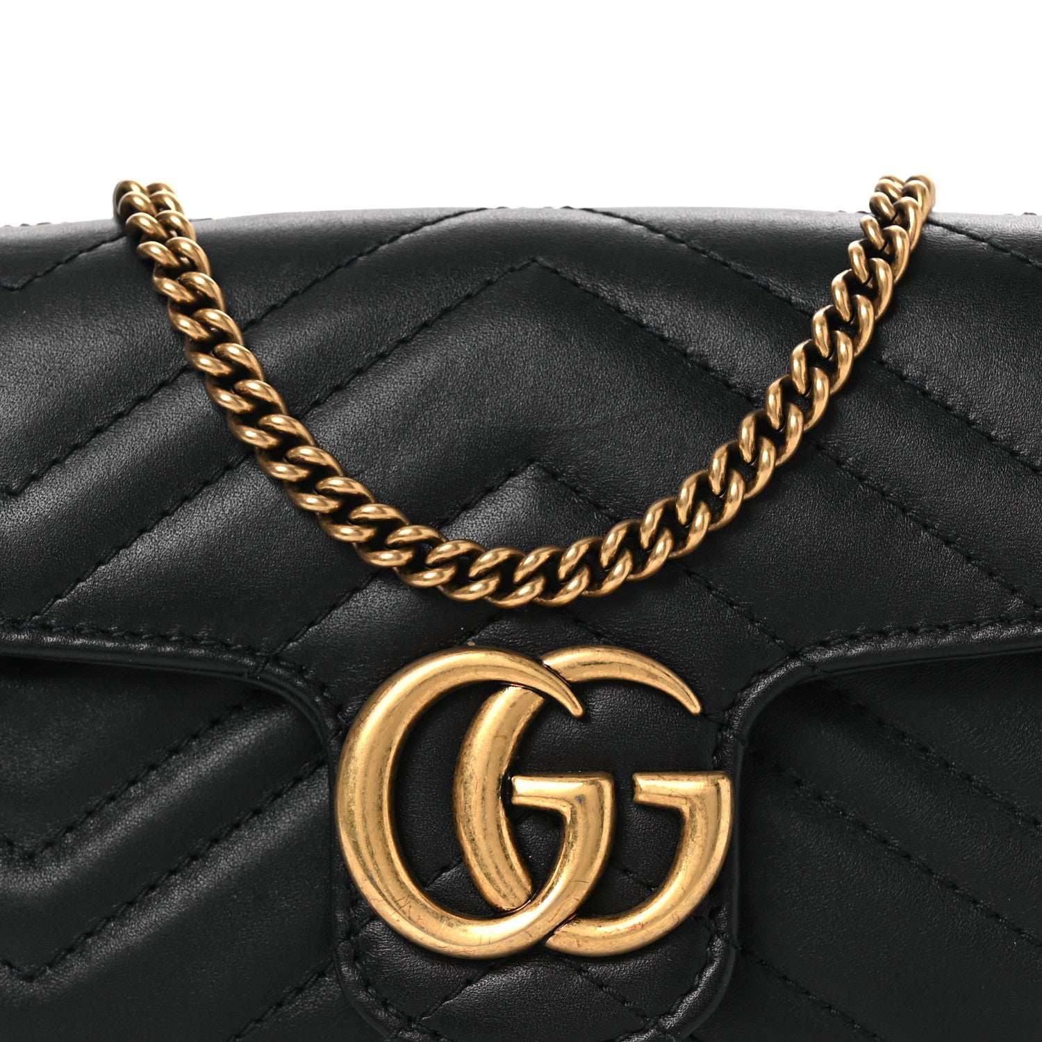 Gucci Calfskin Matelasse Super Mini GG Marmont Shoulder Bag Black 8 of 14