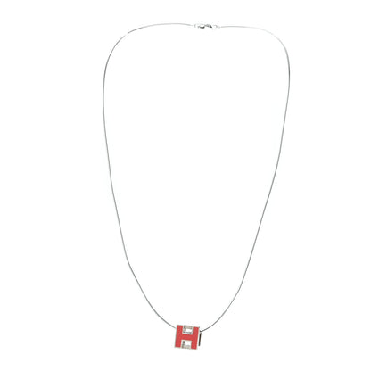 Hermes Palladium Laquer Cage d'H Necklace Orange Fonce 4 of 4