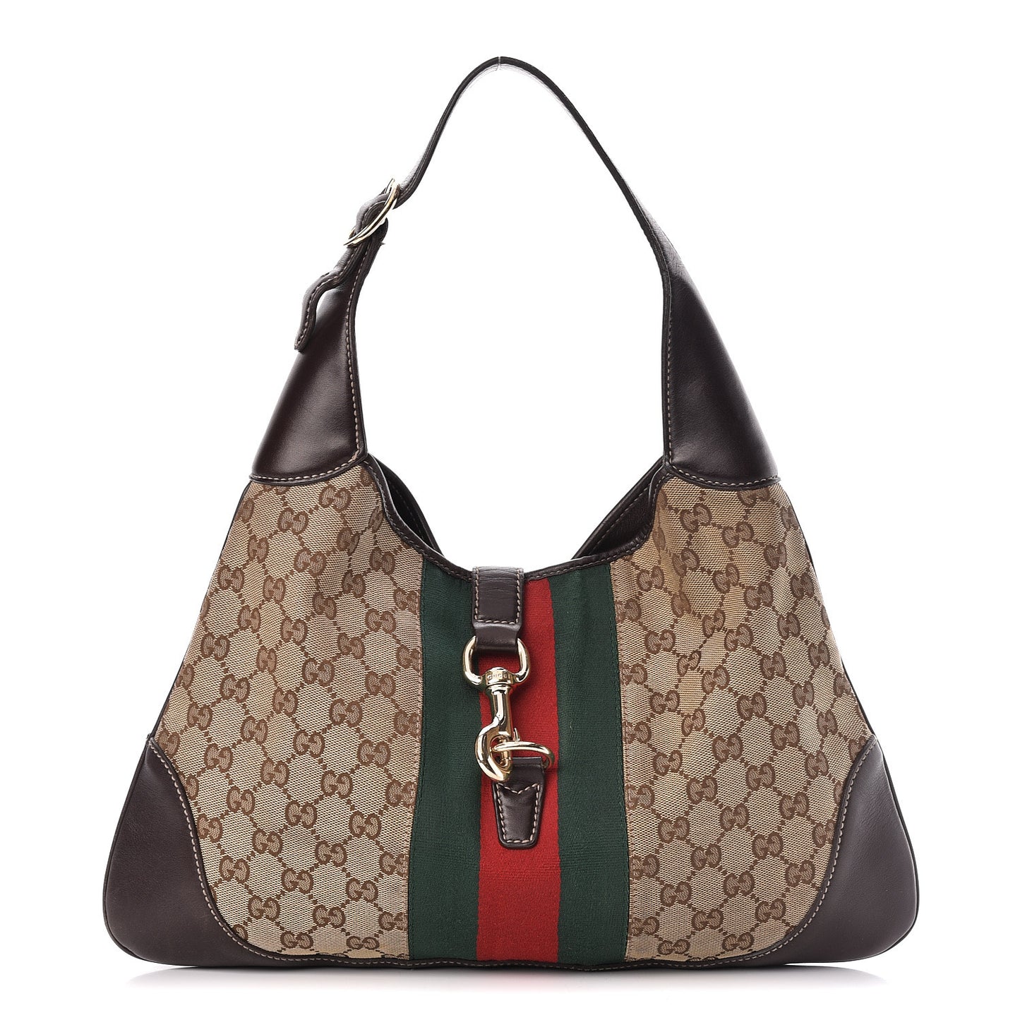 Monogram Web Jackie O Bouvier Hobo Dark Brown