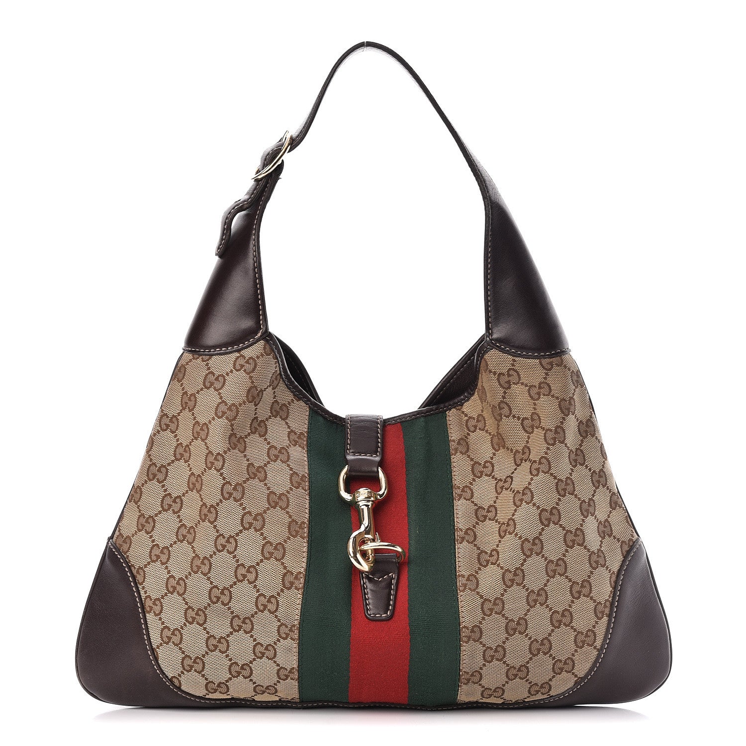 Gucci Monogram Web Jackie O Bouvier Hobo Dark Brown 1 of 12