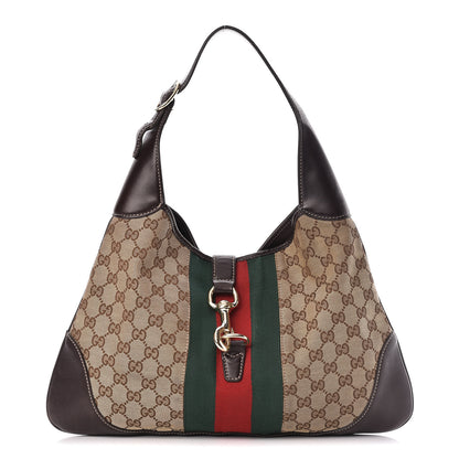 Gucci Monogram Web Jackie O Bouvier Hobo Dark Brown 1 of 12