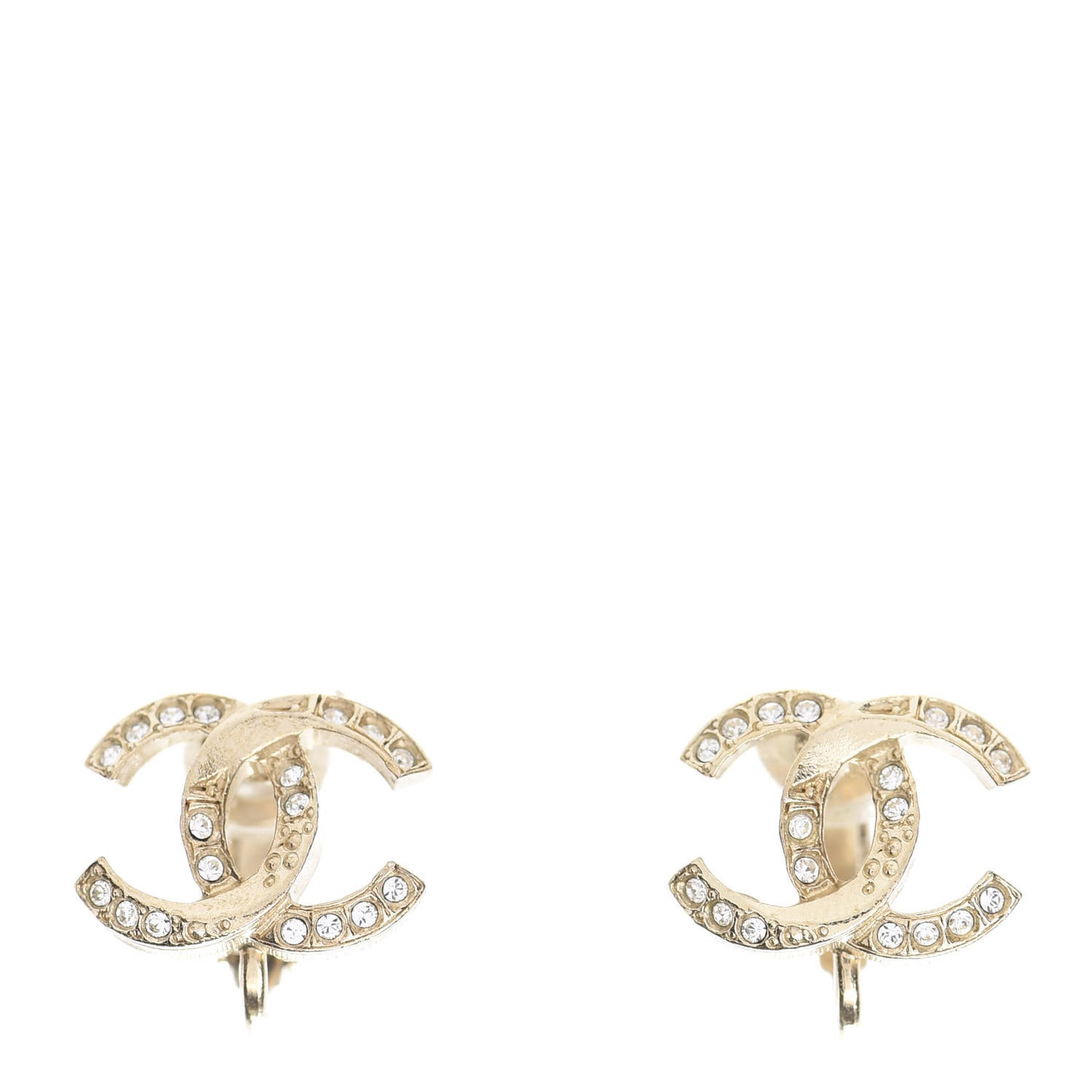 Crystal CC Clip On Earrings Gold