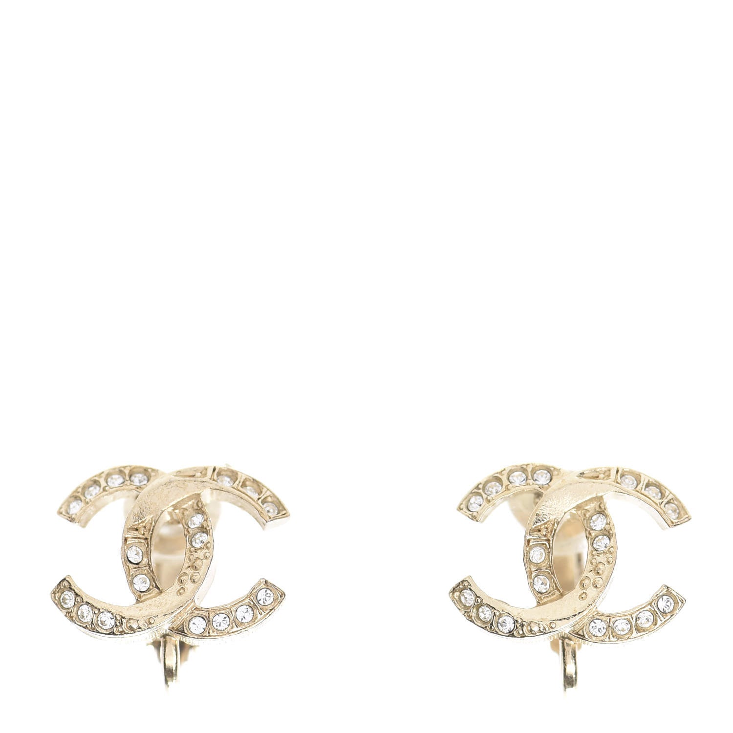 Chanel Crystal CC Clip On Earrings Gold 1 of 5