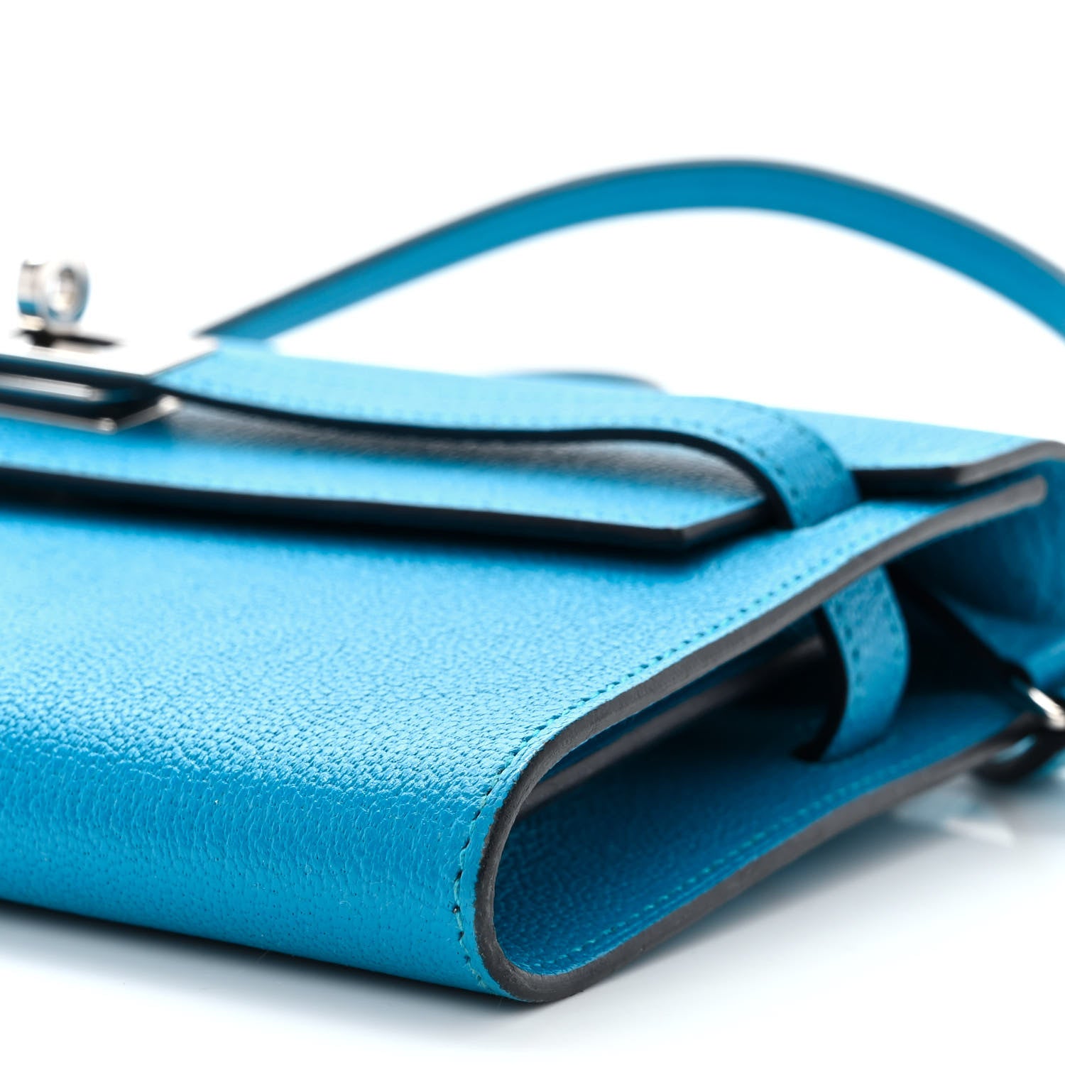 Hermes Chevre Mysore Kelly Wallet To Go Bleu Frida 10 of 10