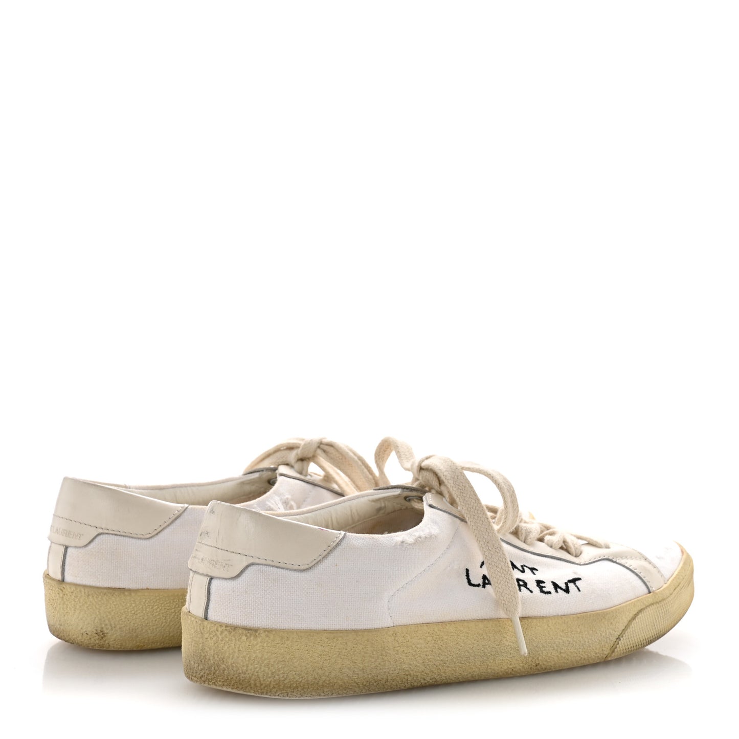 Distressed Canvas Court Classic Sneakers 39 Panna