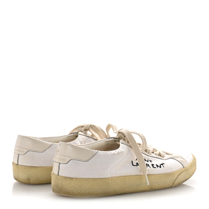 Saint Laurent Distressed Canvas Court Classic Sneakers 39 Panna 5 of 9
