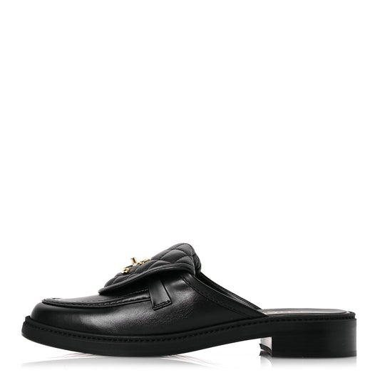 Lambskin Quilted CC Turnlock Mules 39.5 Black